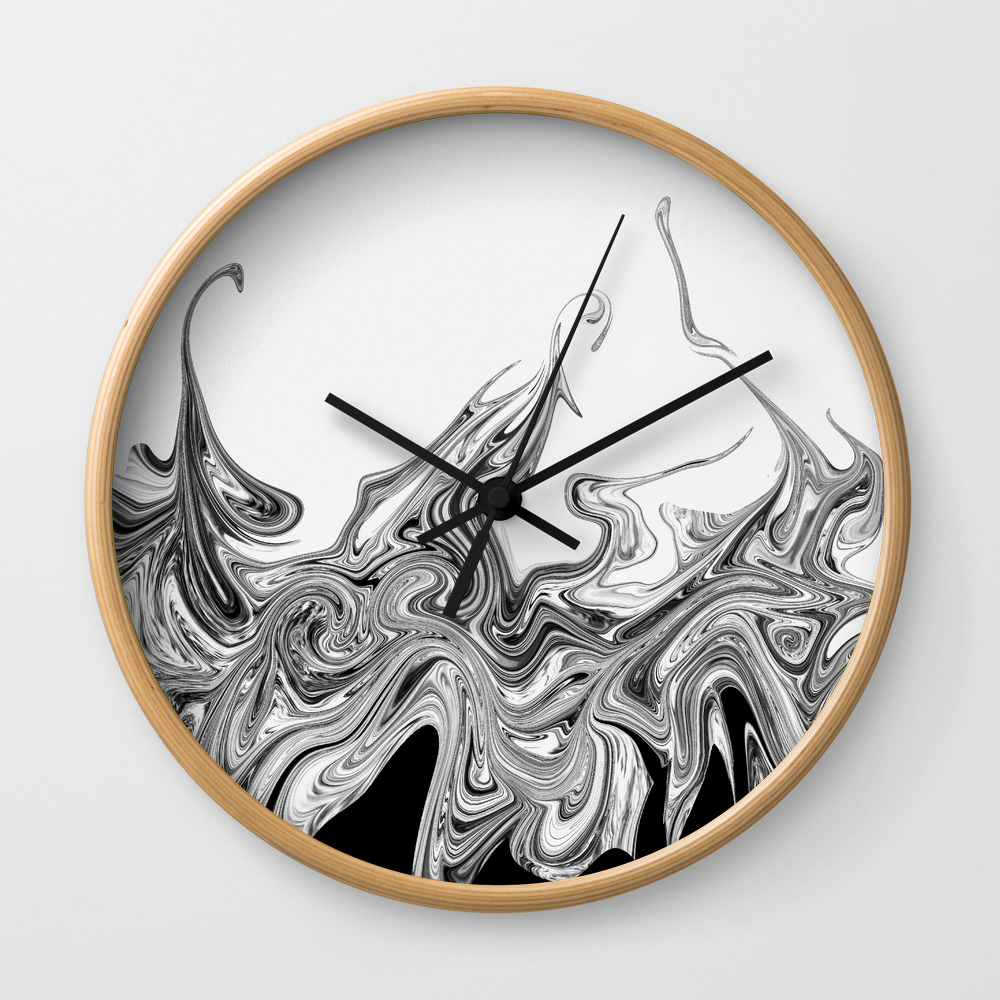 Modern Contemporary Black And White Abstract Wall Clock By