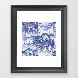 Blue Willow Godzilla Framed Art Print