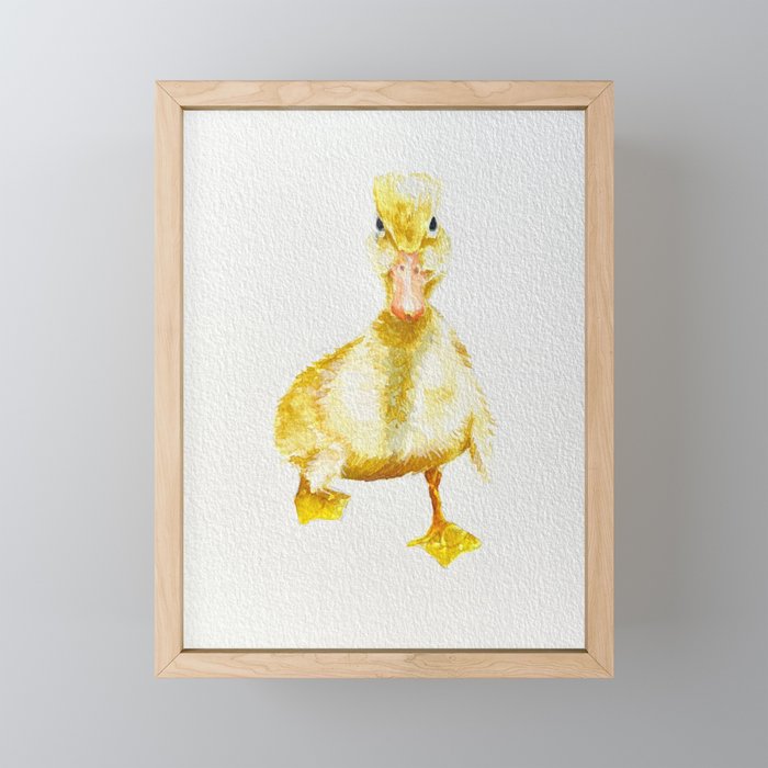 Vanilla the Duckling Watercolor  Framed Mini Art Print
