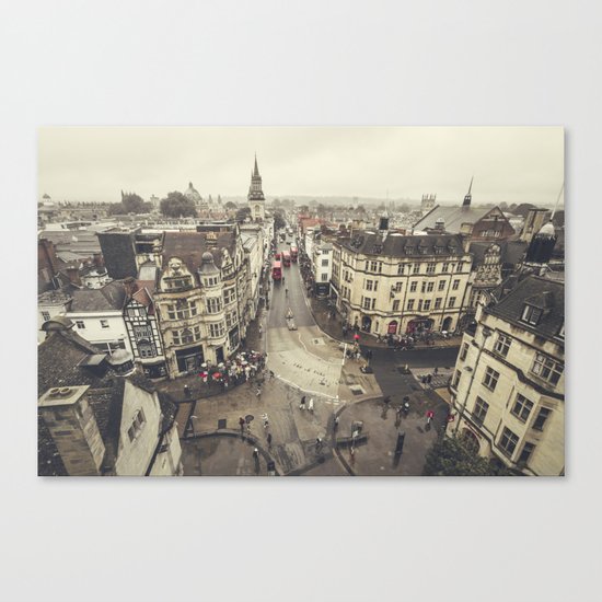 Red buses at Oxford Canvas Print