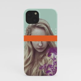 Graphic and contemporary blindfolded girl - photo by Ierdnall (CC by-SA 2.0) and Vecteezy.com iPhone Case