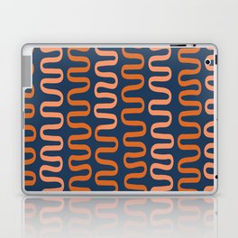 Abstract Shapes 266 in Navy Blue and Orange (Snake Pattern Abstraction) Laptop Skin