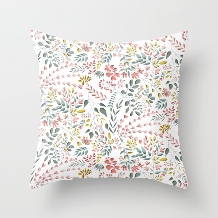 Delicate Blooms Throw Pillow