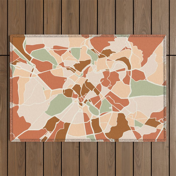 ROME ITALY CITY MAP EARTH TONES Outdoor Rug