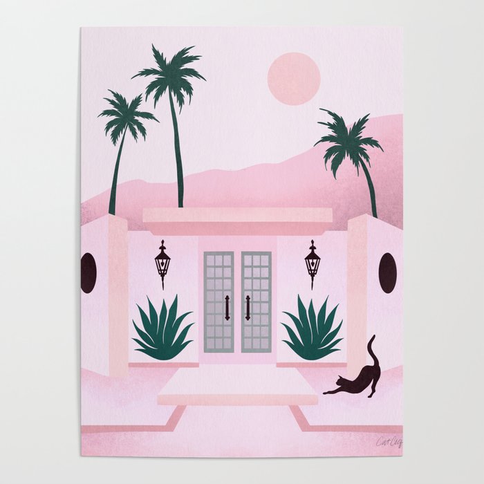 Palm Springs Home – Blush & Teal Poster