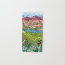 Mountain Lake with Summer Flowers Hand & Bath Towel