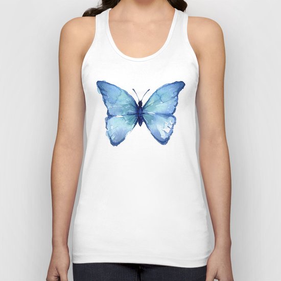 Blue Butterfly Watercolor Unisex Tank Top