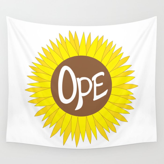 Hand Drawn Ope Sunflower Midwest Wall Tapestry