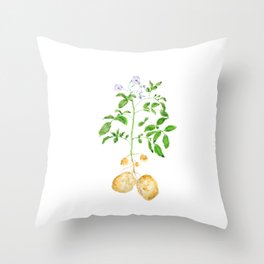 potato plant watercolor  Throw Pillow