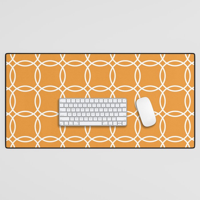 Orange Over Circle Pattern Desk Mat