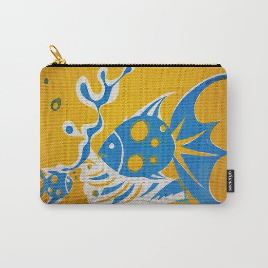 Screenprint Gold and Fish Carry-All Pouch