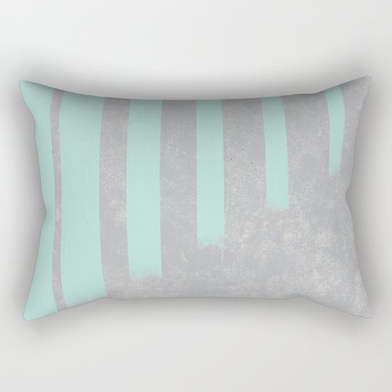 Soft cyan stripes on concrete Rectangular Pillow