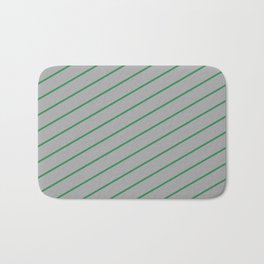 [ Thumbnail: Dark Grey and Sea Green Colored Striped Pattern Bath Mat ]