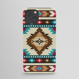 Onyx, Turquoise, Red Carnelian, Pearl, Jasper Tribal Native American Aztec Southwest Pattern iPhone Case