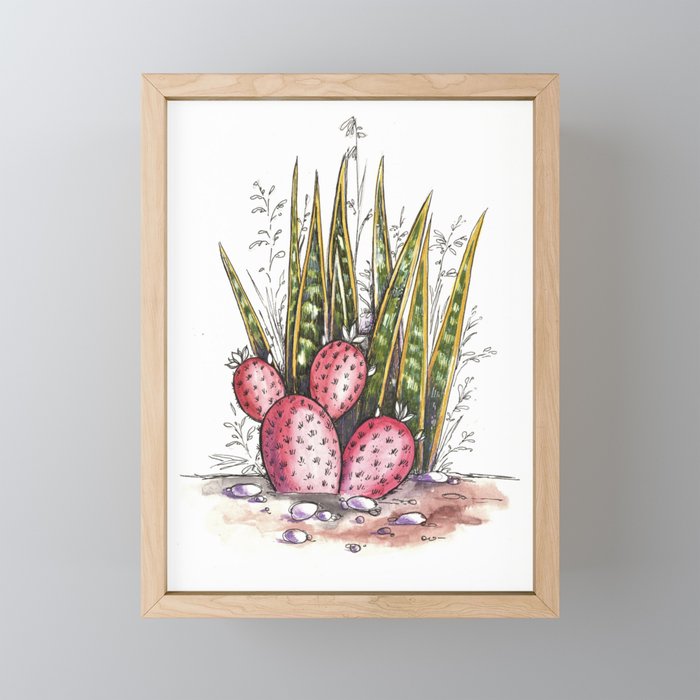 Cactuses world 1 by Olha Chubay Framed Mini Art Print