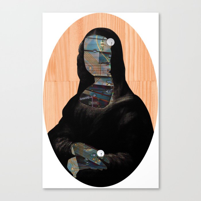 Mona Lisa V1c2b DarkDigital Oval Collage Canvas Print