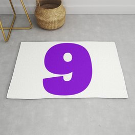 9 (Violet & White Number) Area & Throw Rug