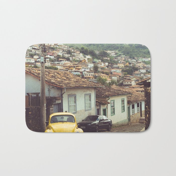 Brazil Photography - Old Street With An Old Yellow Car Bath Mat