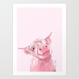 Highland Cow Pink Art Print