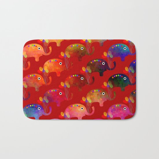 Colorful Elephants Bath Mat