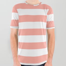 Simply Striped in Salmon Pink and White All Over Graphic Tee