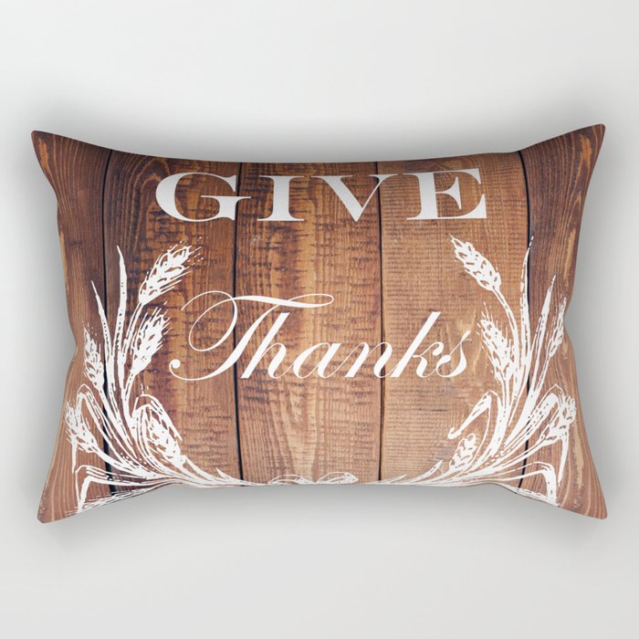 rustic western country barn wood farmhouse wheat wreath give thanks Rectangular Pillow