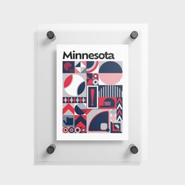 Minnesota Baseball Print, Minimalist Poster, Bauhaus City Art, Minneapolis Team Colour Gift for Baseball Fan Floating Acrylic Print