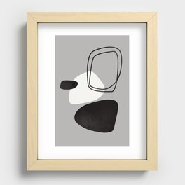 Abstract art print in black and white colors | modern, geometric, figures, shapes | Illustration Recessed Framed Print