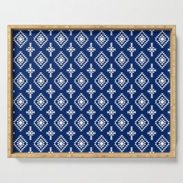Blue and White Native American Tribal Pattern Serving Tray