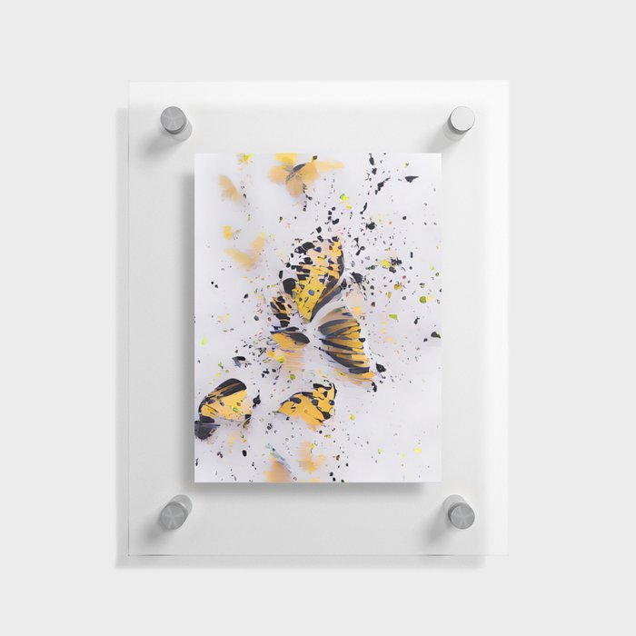 Black and yellow Broken Butterfly original abstract digital artwork Floating Acrylic Print