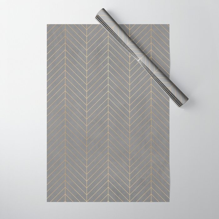Gold Grey Chevron Wrapping Paper by BlueBanana Society6