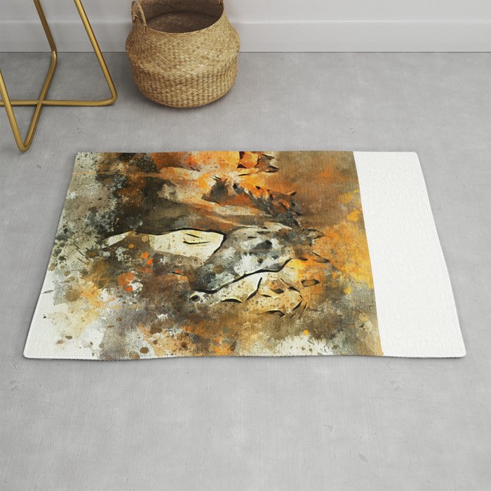 Watercolor Galloping Horses On Raw Canvas Splatter Painting Rug By Steelartstudios Society6