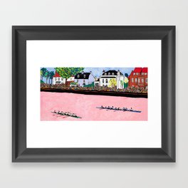 The Boat Race Pop Art Sports Painting on Pink Framed Art Print