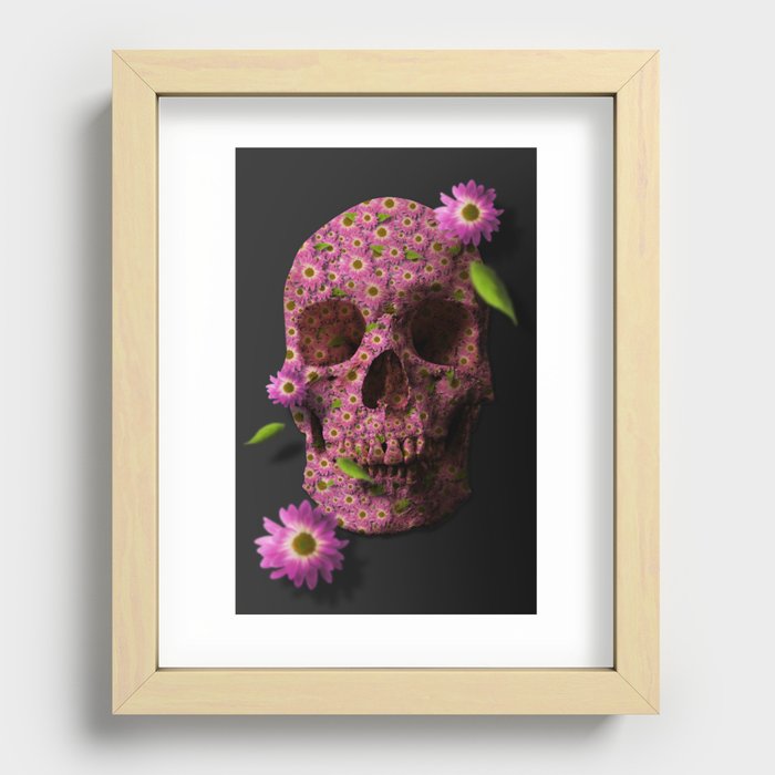 SKULL and FLOWERS Recessed Framed Print