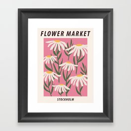Flower market print, Stockholm, Posters aesthetic, Chamomile, Daisy art print, Pink flower art, Floral art Framed Art Print