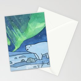 Polar Bear and Northern Lights Stationery Card