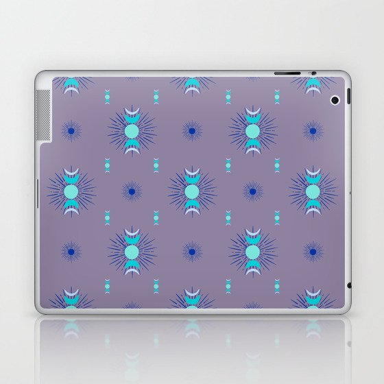 Sun & Moon Pattern - Aqua, Blue & Lavender Laptop & iPad Skin
