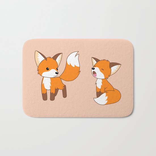 Cute Little Foxes Bath Mat