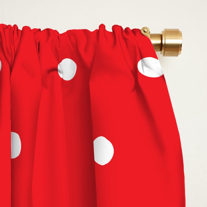 Small White Polka Dots With Red Background Blackout Curtain By
