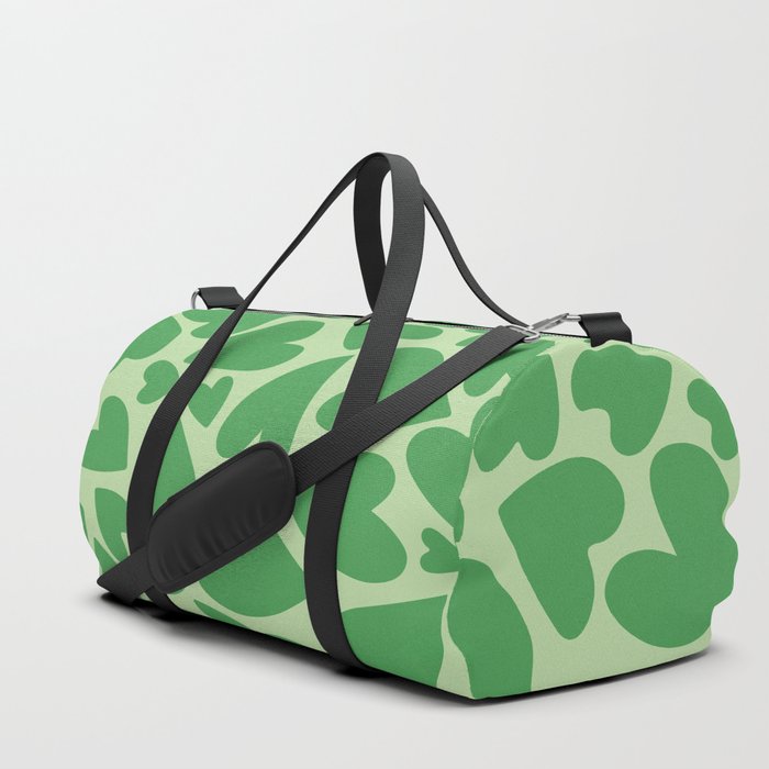 Forest Green Warped Hearts Duffle Bag