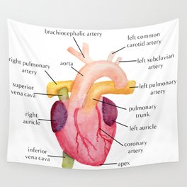 Watercolor Anatomical Heart Wall Tapestry
