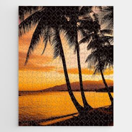 Sunset At Beach Jigsaw Puzzle