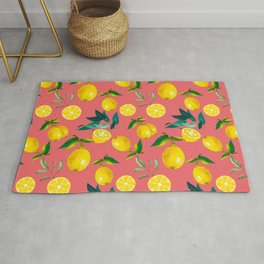 Summer, citrus ,Sicilian style ,lemon fruit pattern  Area & Throw Rug