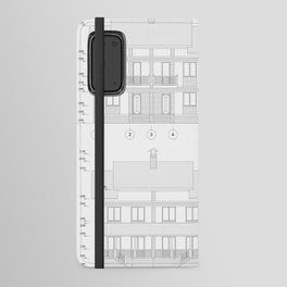 Townhouse building detailed architectural technical drawing, vector blueprint Android Wallet Case