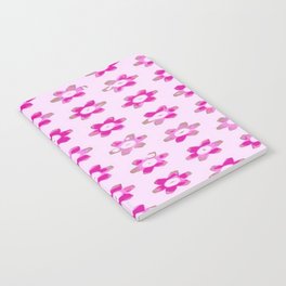 Modern Daisies Magenta Taupe On Pink Notebook