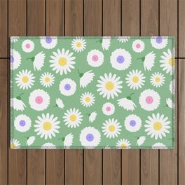 Large white & pastels spring flowers Outdoor Rug