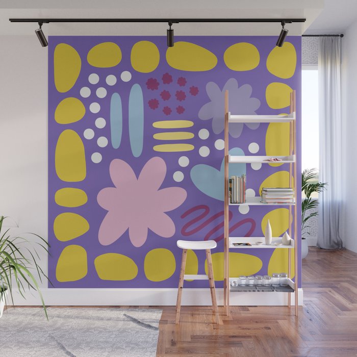 Abstract vintage color shapes collection 11 Wall Mural