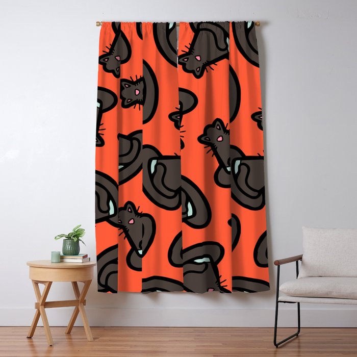 Witches Cat Hat Pattern In Red Blackout Curtain By Evannave Society6