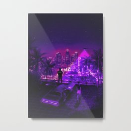 In search of Tomorrow 80's Retro Cyberpunk Design Synthwave Outrun Vaporwave Metal Print