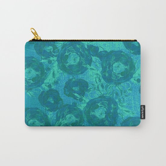 Abstract Poppy Pattern Blue Carry-All Pouch